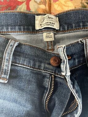 J. Crew High-Rise Toothpick Jeans in Medium Blue Denim